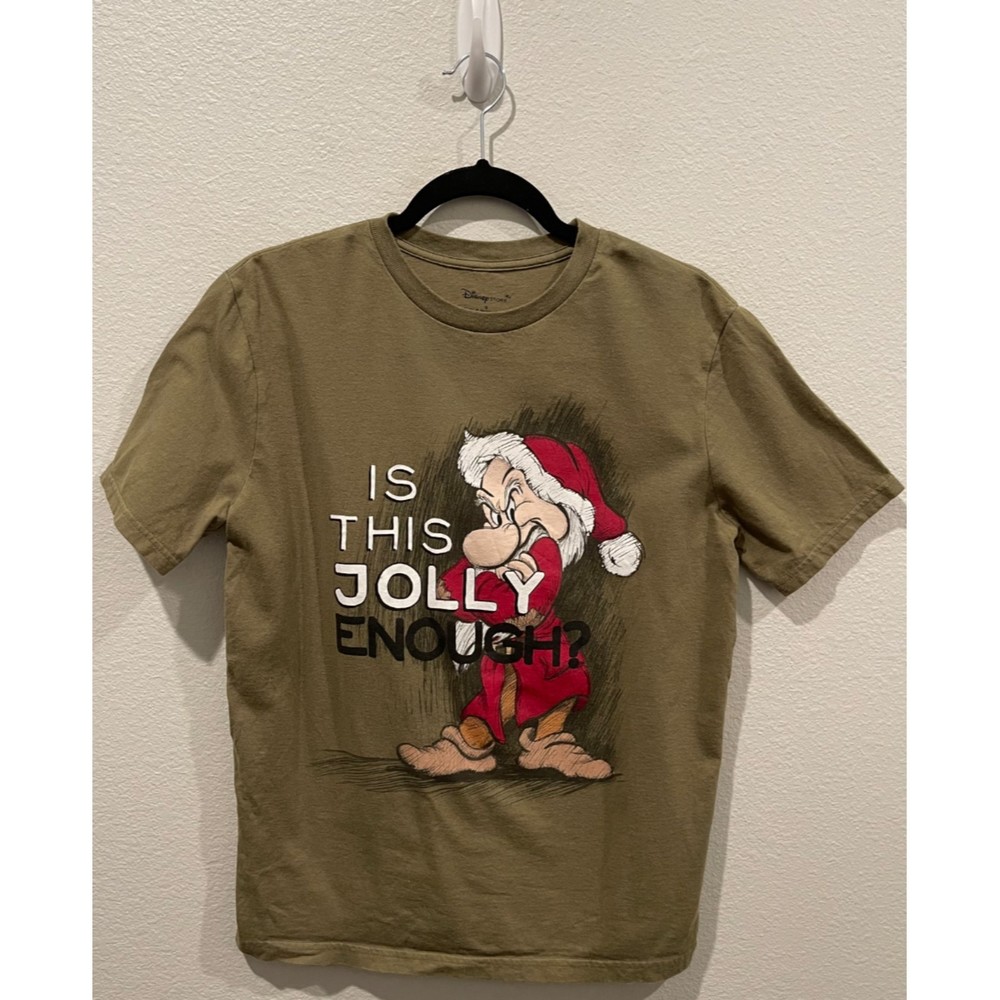 DISNEY STORE Grumpy Olive Green Short Sleeve T-Shirt